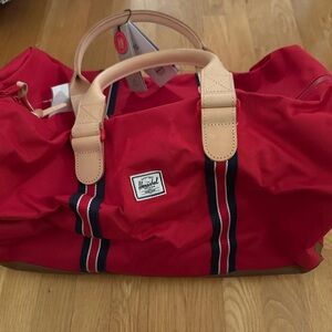 Herschel Supply Company Red and Tan Duffel Bag